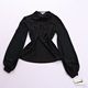 New summer European and American women's solid color V-neck pullover long sleeve fashion sexy lace thin translucent casual shirt D1