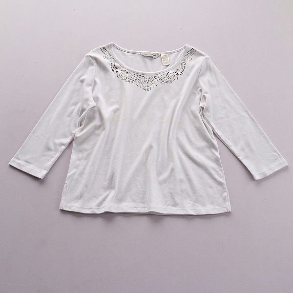 Spring and summer new European and American women's solid color round neck pullover quarter sleeve fashion comfortable shirt B1