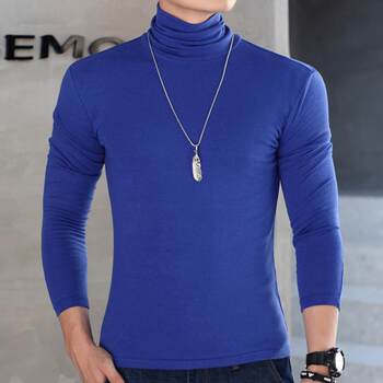Long-sleeved t-shirt men's high collar solid color autumn pile collar bottoming shirt autumn and winter thin autumn clothing with autumn clothes 1026h