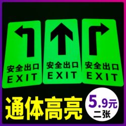 Safety Exit Luminous Signs, Emergency Exit Evacuation Signs, Safety Passage Self-Luminous Warning Stickers, Caution Slippery Steps, High-Brightness Luminous Warning Fluorescent Stickers, Emergency Signs