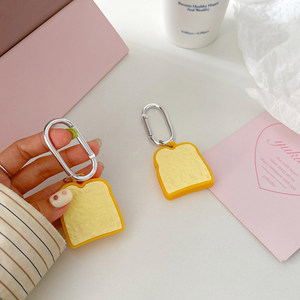 
Apple Bluetooth Anti-Lost Protective Case AirTag Suitable for Cute Bread Toast Real Silicone Soft Case
