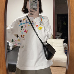 Pure Cotton Long-Sleeved T-Shirt for Women 2025 New Spring and Autumn Loose Casual Design Niche Street Style Base Shirt Top