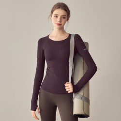 New Style Yoga Top Sports T-Shirt for Women Pilates Training Clothes Round Neck Running Fitness Long Sleeve Autumn and Winter