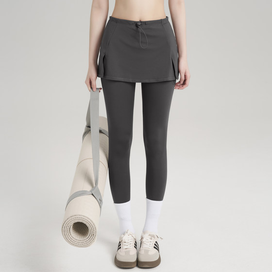 
Lan pattern Pilates yoga culottes women's slimming butt lifting fitness pants high waist fake two-piece running sports trousers new style