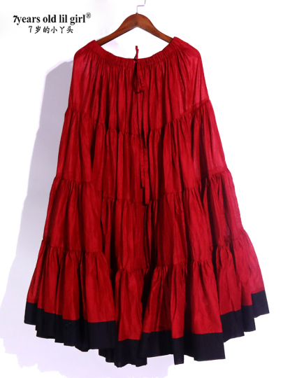 Women's 16-Yard Belly Dance Skirt - Full Circle Maxi Linen Bohemian Dress With Elastic Waist