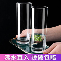 Straight Transparent Glass Cup, Simple Household Water Cup, Cold Water Jug Set, Heat-Resistant, Suitable for Brewing Green Tea, Milk Cup, Straight Cup