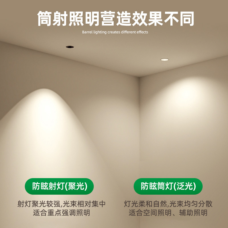 조도 조절 및 색상 조정 기능이 있는 지능형 눈부심 방지 스포트라이트, 메인 조명이 없는 전체 스펙트럼 임베디드 힐이 MIJIA 튜브 스포트라이트에 연결되었습니다.