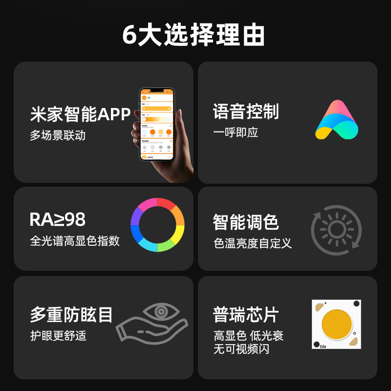 조도 조절 및 색상 조정 기능이 있는 지능형 눈부심 방지 스포트라이트, 메인 조명이 없는 전체 스펙트럼 임베디드 힐이 MIJIA 튜브 스포트라이트에 연결되었습니다.