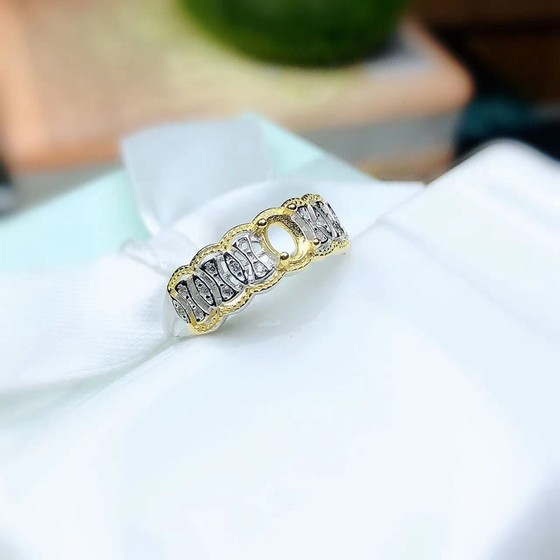 
New S925 sterling silver ring finger ring silver empty holder size 4*5mm fashion two-color original popular silver jewelry DIY
