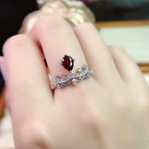 
New S925 sterling silver water drop ring silver empty holder small size 5*7mm fashion crown internet celebrity popular jewelry