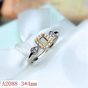 New S925 Sterling Silver Rectangular Ring Silver Air Retain Size 3*4mm Fashionable Two-color Popular Silver Jewelry DIY