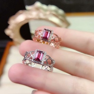 
New S925 sterling silver rectangular ring silver empty holder small size 4*6mm fashion hollow internet celebrity popular jewelry