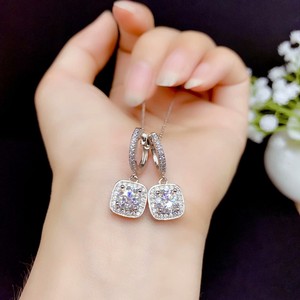 New S925 silver moissan diamond earrings finished product silver hollow round 5 round 6.5mm fashion trendy accessories