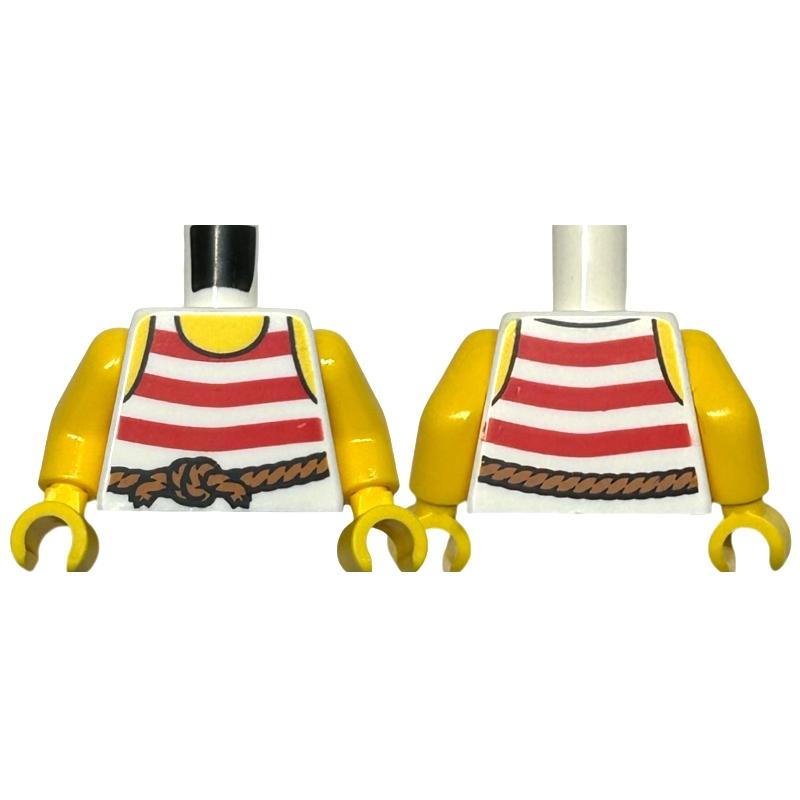 LEGO乐高 人仔身体白红条纹背心腰绳海盗紧身衣毛衣卫衣运动服-淘宝网