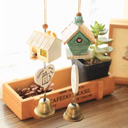 Japanese-Style Wooden Hut Wind Chimes Bedroom Balcony Hanging Decoration Door Decoration Resin Pendant Male and Female Students Children's Birthday Gift