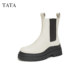 TATA Her British thick bottom Chelsea boot women's boots plus velvet leather smoke boots short boots in winter 7C960dz4
