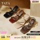 TATA He and She Little Vines Temperament High Heel Slippers Women's French One-Strip Casual Sandals 2025 Summer 7UJA9BT5
