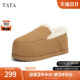 TATA, her retro brown hairy shoe women's shoes with velvet snow boots, bread shoes, warm cotton shoes 24 winter new