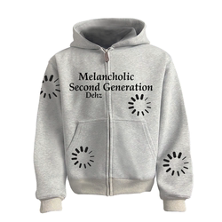 Dehz25Aw'Melancholy Second Generation Project V.03' Vintage Short Wide 450g Heavyweight Direct-Print Cardigan Sweatshirt