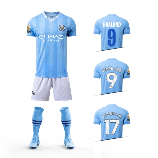 Manchester City 22/23 De Bruyne Haaland Jersey - Boys & Kids