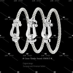 Hong Kong Horseshoe Buckle Bracelet for Women, 18K Rose Gold, No Diamonds, Half Diamonds, Full Diamonds, Stainless Steel Wire, Nautical Buckle Bracelet for Men, Couple