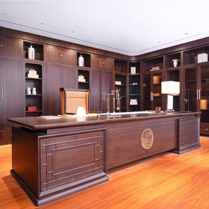 
New Chinese style solid wood chairman's desk Song's aesthetic boss desk high-end atmospheric executive desk black walnut