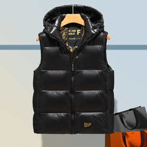 Bright face hooded vest, vest for men in autumn and winter, warm and thickened for external wear, down cotton camisole, paired with a couple's jacket on both sides