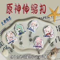 Genshin Impact New Merchandise Cartoon Retractable Badge Reel with Elastic Cord for Medical Staff, Work Id, Factory Badge, Card Holder