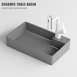 Colorful Countertop Control Drain Basin Balcony Wash Basin Hidden Drain Wash Basin Washing Machine Upper Basin Side Drainage Square