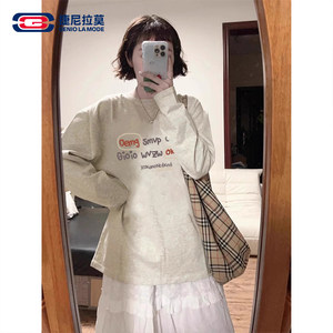 
[Ao Ruipeng Endorsement] [New Card Free] Genilamo pure cotton long-sleeved T-shirt top with gray inner layer