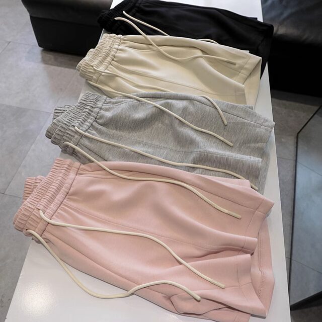 Cloud air layer gray sports shorts for women in summer wide-leg jogging fitness high waist A-line loose casual mid-sized pants