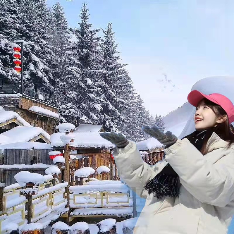 牡丹江哈尔滨雪乡一日游大秃顶山冰雪画廊小团游雪地摩托纯玩旅游