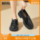 Dadong Loafer Women's Shoes 2025 Spring New Thick Heel Medium Heel Cover Round Head Flat Plate C1250