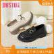 Dadong single shoes women's shoes spring new casual round toe boots horseshoe buckle thick heel small leather shoes lazy shoes 2715