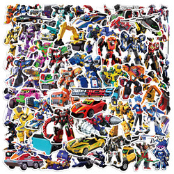 200 Dazzling Card Warrior Police Car Cartoon Stickers, Dazzling Blue Flash Animation Cartoon Pattern Journal Stickers