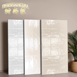 All-Ceramic Pearl Glaze Bathroom Tiles Milk White Kitchen Wall Tiles Catering Background Wall Milk Yellow Plaid Bread Tiles