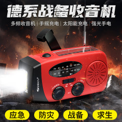Solar-Powered Emergency Hand-Crank Radio, Disaster Prevention and Preparedness, Multi-Functional Power Bank, Flashlight, Doomsday Survival Kit