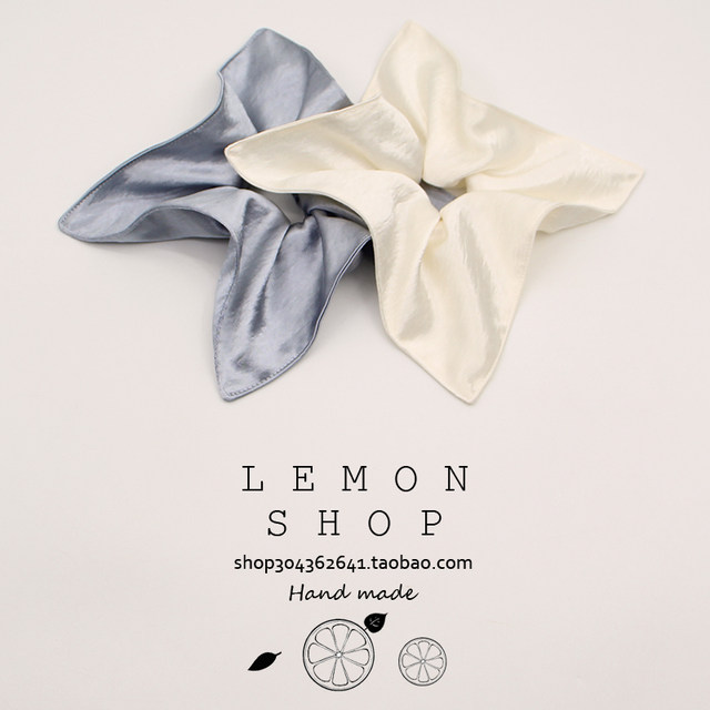 
Satin square scarf square large intestine hair circle retro French simple temperament lazy limelight flower high-end temperament head circle