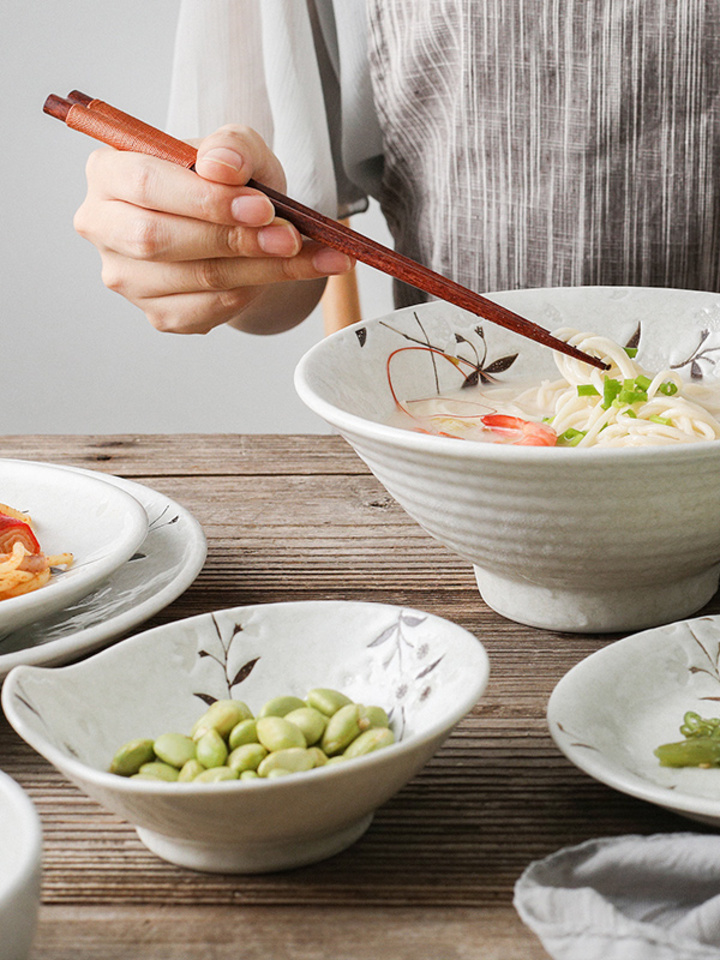日本进口陶瓷餐具白樱花物语16头碗盘