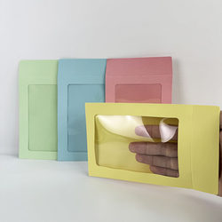 5inch 6inch Postcards, Greeting Cards, Macaron-Colored Paper Sleeves, A6 Transparent Hollow-Out Envelopes with Pvc Film Window