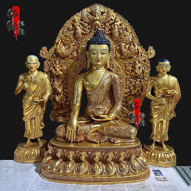 释迦牟尼佛像15寸西藏密宗佛堂摆件纯铜释迦牟尼弟子目犍连-Taobao