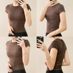 Blue Xiaoke Yoga Wear Slimming Quick-Drying Moisture-Wicking Sports Top Waist-Slimming Fitness Wear Short-Sleeved T-Shirt for Women