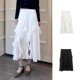 Buyer store new product 24 spring and summer lace asymmetric oblique ruffled slit skirts irregular long skirt women
