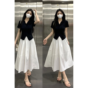 
YL5656 summer high-waisted chic a-line skirt with pockets for women with pear-shaped figure, hip-covering casual slim umbrella skirt