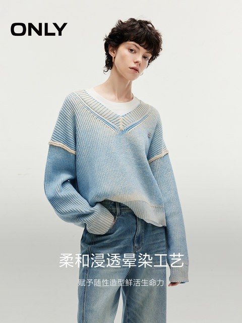 ONLY winter trend V-neck loose thread long-sleeved sweater sweater ...