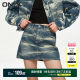 ONLY summer temperament versatile and comfortable retro old smudge high waist A-line short denim skirt for women
