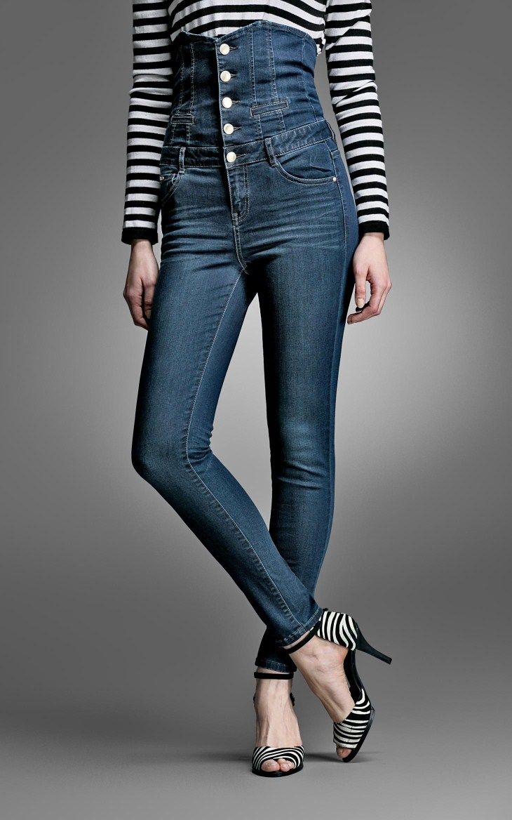 only2015春季新品超高腰复古修身2015时尚小脚牛仔长裤女l|115132070