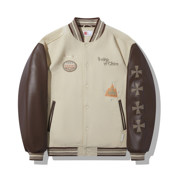 Lining/Li Ning genuine 2023 new men's fashion retro casual loose single -breasted cotton cloth AJMT065