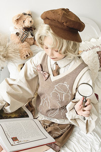 Detective big goose retro sweater gown original genuine autumn vest female buns pig lolita dress