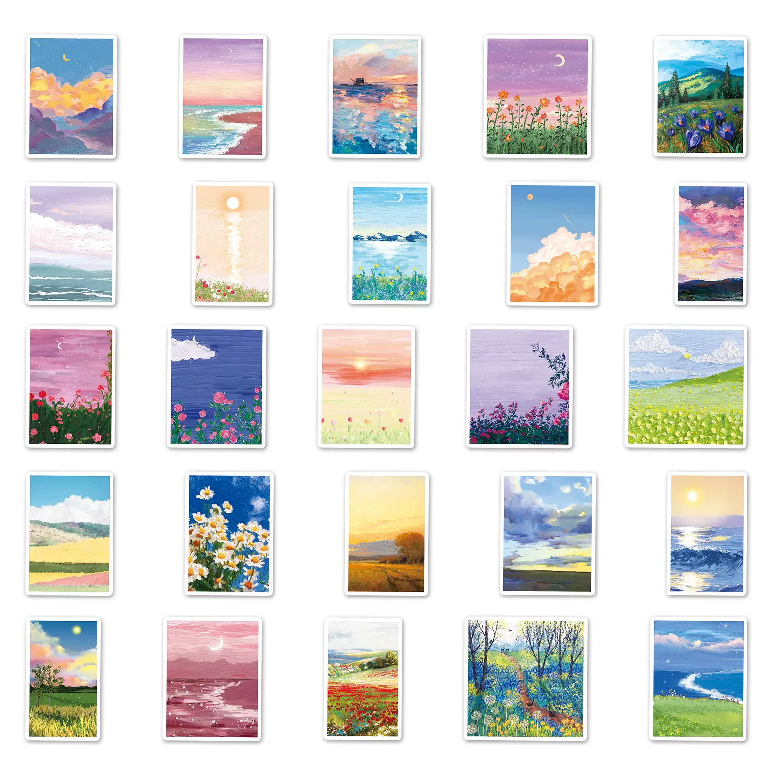 50张风景油画行李箱贴纸个性创意潮流涂鸦防水笔记本电脑装饰贴纸